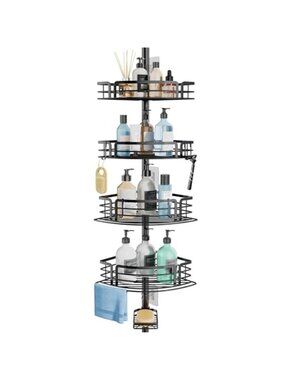 Corner Shower Caddy Tension Pole Adjustable Stainless Steel Bathroom Storage